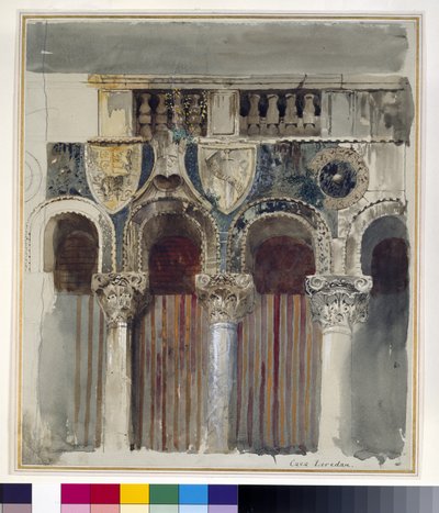 Étude de la marqueterie de marbre sur la façade de la Casa Loredan, Venise, septembre - octobre 1845 - John Ruskin